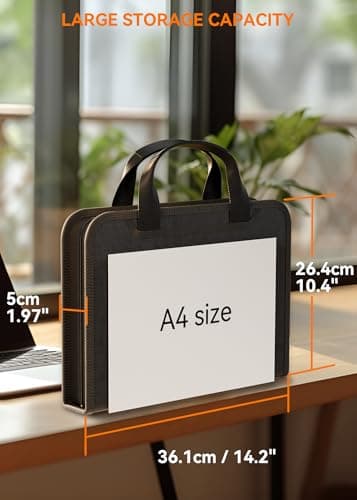 ABC life Important Document Organiser Wallets,13 Pockets A4 Fireproof Expanding File Folder with Handle, Accordion Travel Certificate Storage Organizer, Waterproof Paperwork Receipt Folders — view 5