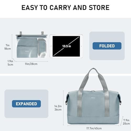 ECOHUB Easyjet 30L Cabin Bag 45x36x20 Underseat Travel Flight Bag Foldable Carry On with Removable Wet Pocket Waterproof Overnight for Women (Grey) — view 6