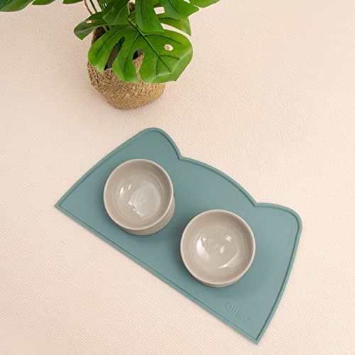 OHMO Silicone Cat Food Mat for Food&Water Bowls, 46x25cm, Light Blue — view 5