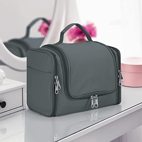 Vinsani Premium Toiletry Bag Large Capacity Many Compartments Hygiene Wash Bag Bathroom Shower Portable Hanging Travel Organiser Waterproof Cosmetic Makeup Toiletries for Men & Women – Dark Grey — view 2