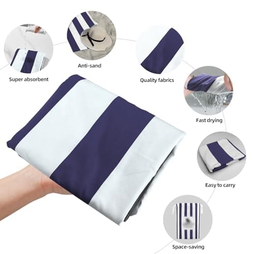 CNMTCCO Large Beach Towel for Adults with Bag - Quick Dry Microfibre - 100% Recycled Towel - Sand Free, Lightweight, Compact (160x90cm, 63x35in) (Blue) — view 2