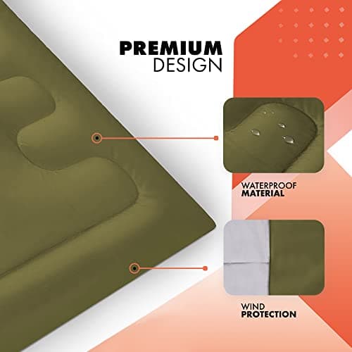 azark Premium Double Sleeping Bag, 350GSM, Lightweight and Waterproof, 4 Seasons of Camping, Hiking and Outdoors, Sleeping bag for Adults & Kids (Green) — view 5