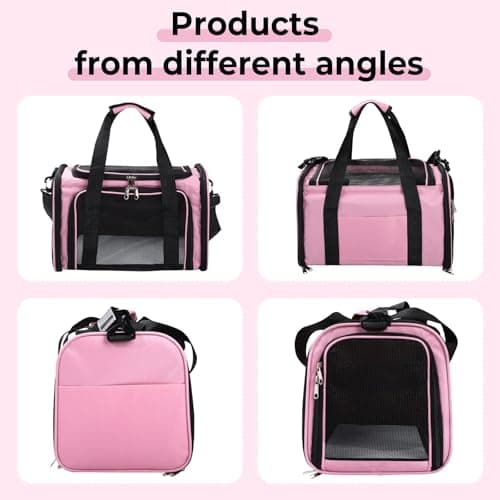Pomodee Soft Sided Cat/Pet/Puppy/Dog Carrier Bag,Portable Airline Approved Pet Carrier Bag Pink for Cats/Dogs,Cat Travel Bag with Shoulder Strap&Removable Mat up to 6KG — view 6
