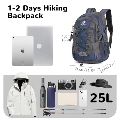 Outplea 25L Hiking Backpack for Men Women, Lightweight Outdoor Rucksack for Trekking Climbing Sports, Casual Daypack for Travel School Work, Navy Blue — view 2