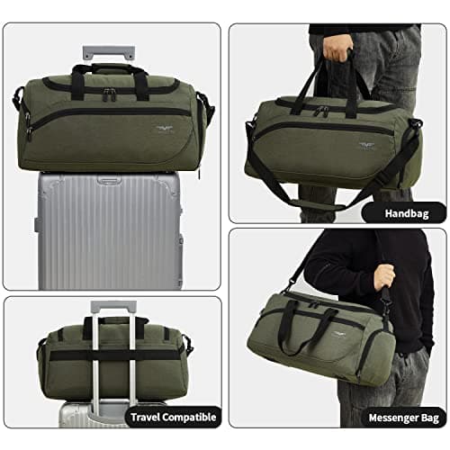 FIORETTO 35L Mens Sports Gym Bag with Wet Pocket & Shoe Compartment,Travel Duffle Bag Overnight Bag with Padded Shoulder Strap, Water-Resistant Sports Holdall for Swimming, Basketball Army Green — view 5