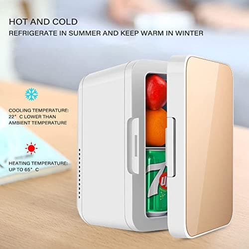 Mini Fridge, Car Fridge Freezer, 12V Car Refrigerator Cooler Box, Cools Or Heats and Provides Compact Storage, for Van, Truck, Vehicle, Boat, Camping, Road Trip, Outdoor and Home,Gold — view 2