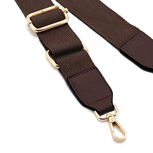 Women Wide Shoulder Bags Strap,Adjustable Replacement Belt Bag Strap with Leather Gold Hooks Canvas Purse Straps Messenger Bag Changeable Long Strap For Crossbody Handbag(Leather-Dark Brown) — view 3