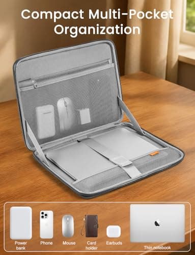 DOMISO 15.6 inch Laptop Sleeve with Handle Shockproof Waterproof EVA Protective Case for 16" MacBook Pro/Max M2 M1 2019-2023,15"-16" HP Dell Asus Laptop,Dell XPS 15, Dark Grey — view 4