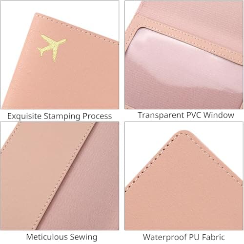 ILIYAH PU Leather Passport Holder Cover for Women Men Credit Cards Boarding Passes Travel Wallet Case(Pink) — view 4