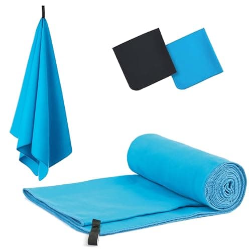 Microfibre Towel, Lightweight & Quick Dry Gym Towels, Soft, Super Absorbent, Ultra Compact Towel Great for Sports, Camping, Gym, Beach and Swimming (Sky Blue, 40x80cm)