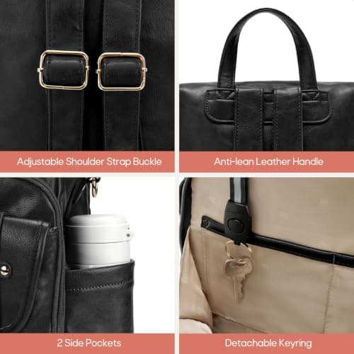 RAINSMORE Backpack Womens 13.3 inch PU Leather Rucksack Bag for Women — view 6