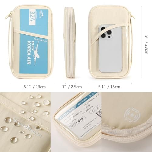 SEPWIK Travel Passport Wallet RFID Family Passport Holder with Hand Strap, Waterproof Travel Document Organizer for Credit Card, Boarding Pass, ID, Money, Flight Tickets Scandihome Series — view 5