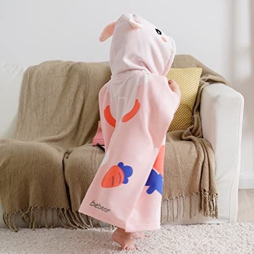 Bebamour Baby Hooded Towels Wearable Hooded Towel for Boys Girls Absorbent Hooded Towel for Toddlers, 25"x 23", 0-6 Years, Rabbit — view 2