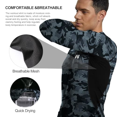MEETWEE Men’s Thermal Underwear Set, Winter Long Sleeve Base Layer Quick Dry Long Johns Compression Suit for Workout Skiing Running Hiking — view 5