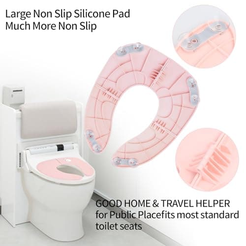 Foldable Baby Kids Potty Toilet Training Seat, Travel Portable Folding Toddler Toilet Seat, Non-Slip, with Carry Bag — view 4