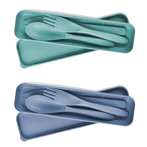 2 Sets Portable Reusable Cutlery Set with Case – Eco-Friendly Travel Utensils for Work, School & Camping – Lightweight, Durable & Dishwasher Safe