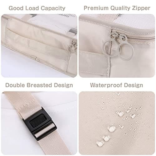 Travel Packaging Cube,8-piece set of travel cube, Foldable luggage Storage Bag, lightweight luggage Storage Bag (Beige) — view 5