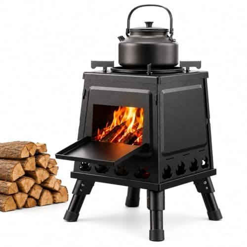 Camping Wood Stove Portable,Foldable Tent Stove for Outdoor Cooking,22x34cm