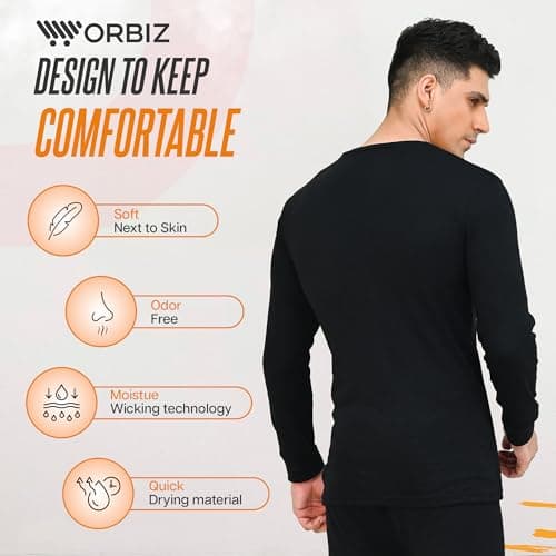 Mens Thermal Long Vest Full Sleeve Top Extreme Warm Winter Heat Ski Wear Size S-XXL (X-Large, Bule) — view 2