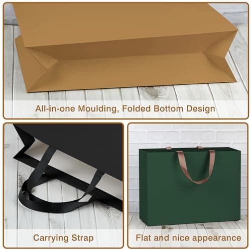 NAHRMY 1 piece Extra Large Gift Bag with Greeting Cards Gold 43 x 32 x 13 cm, Large Paper Party Gift Bags for Presents Wedding Birthday Christmas Celebration — view 4