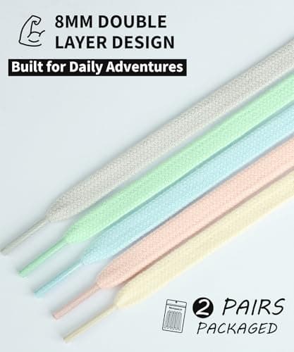 Stepace Cotton Flat Shoe Laces 8mm Shoelaces for Sneaker mint green 120 — view 3