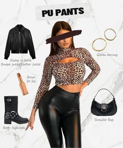 Navneet Women Wet Look Leggings Leather Leggings Faux Leather Trousers — view 4