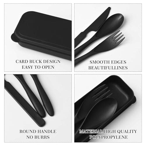Travel Utensil Set with Case, Plastic Cutlery Sets — view 4