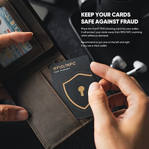 VULKIT RFID/NFC Blocking Cards - 4 Pack, Ultra Thin Credit Card Protector, Contactless Cards Protecor, Premium NFC Blocker, for Credit Cards, ID Cards, Passports, Wallet — view 5