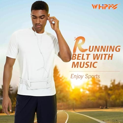 WHIPPY Running Belt for Phone Bag Running Gifts for Women Fanny Pack for Men Elastic Runners Money Belt Phone Holder Hiking Waist Pack, White — view 4