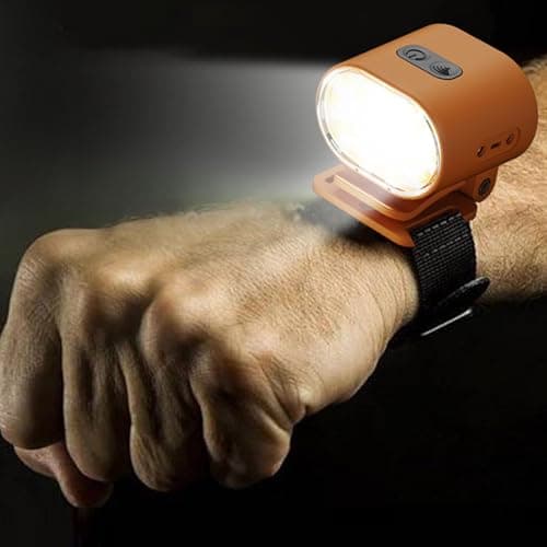 USB Rechargeable Headlamp with Base Flashlight, Beige — view 3