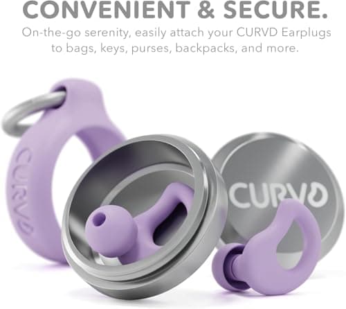 CURVD Everyday Earplugs + Case Clip Bundle, the perfect earplug for sleep, travel, noise sensitivity/canceling + Case Clip package portable waterproof container & silicone sleeve for Ear plugs(Purple) — view 2