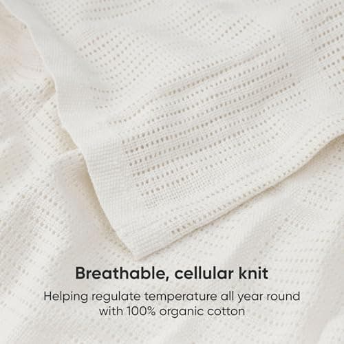 Bloomsbury Mill - Cellular Blankets Baby - 100% Organic Cotton - 2 Pack - Cream - Newborn Essentials - Soft Breathable Baby Blankets for Pram, Cot, Moses Basket - 75x95cm — view 5