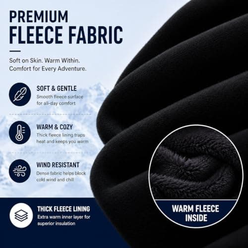 HGDGears Unisex Winter Outdoor Thermal Snood Fleece Ski Neck Warme（Black） — view 4