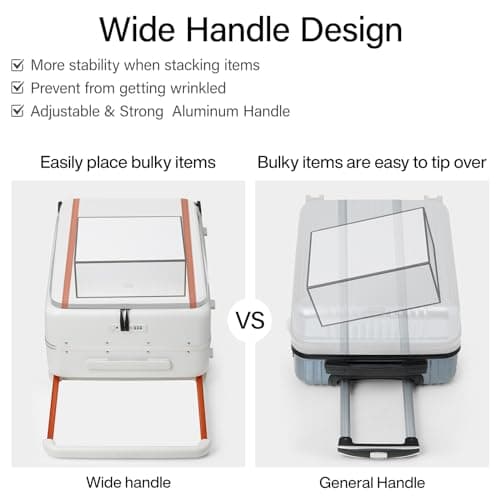 Hanke 【New Arrival Luggage Suitcase with Wide Handle, Checked-Medium 24-Inch, Central Aluminum Frame Hardside Luggage With Wide Handle — view 4