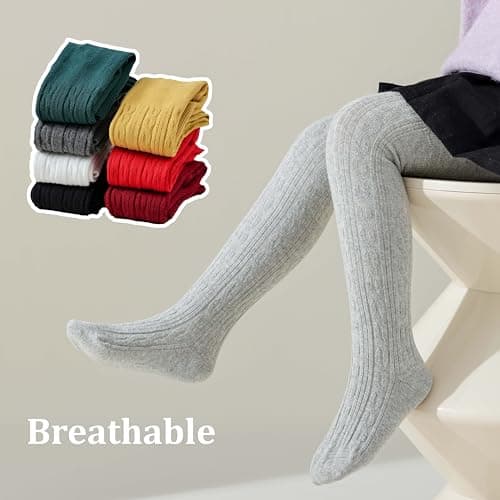 Marchare Baby Girls Tights Thick Solid Cable Knit Leggings Winter Warm Stockings For Toddler Girls 1-2T White 1 Pack — view 4