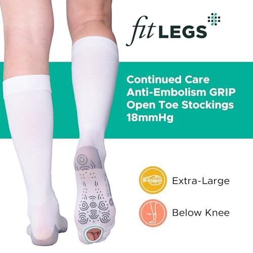FITLEGS - Grip Anti-Embolism Open-Toe Compression Stocking 18 mmHg L, White — view 3