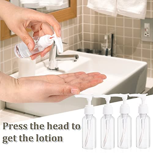 4 Pack Transparent Travel Bottles Pump Bottle Clear Mini Soap Dispenser Plastic Foamer Bottle Travel Pump Bottle for Lotion, Toiletries, Shampoo — view 4