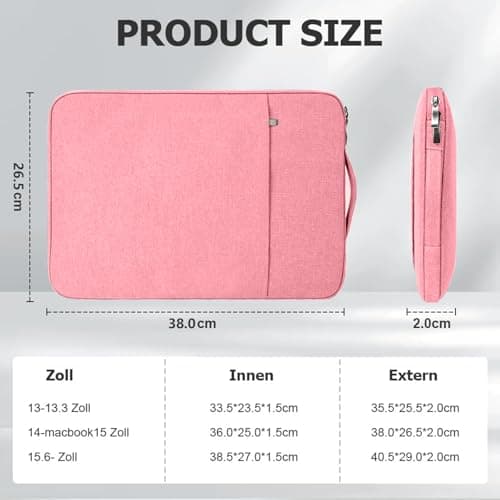 Flintronic Laptop Sleeve for 14 Inch, Water Resistant Laptop Sleeve, Portable Mens Lap-top Bag with Pockets and Compartments, Compatible with MacBook, Asus, Dell, HUAWEI 14 Inch Laptop(Pink) — view 2