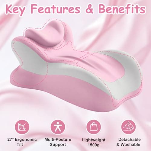 Cumnvulnt Sweet Spot Pillow, 27° Angle Perfect Position Couples Pillow Ergonomic Rebound Memory Foam Wedge Pillow, Sweet Love Nest Spark Provides Waist and Neck Contoured Support (Pink) — view 4