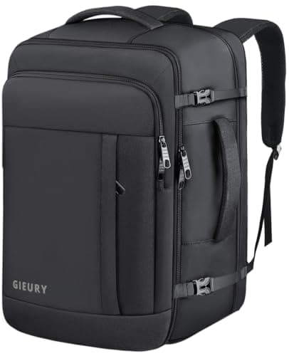 Gieury Carry On Backpack, 50L Travel Backpack, Luggage Backpack TSA Flight Approved Laptop Backpack for Men & Women, Large Expandable 40L Daypack Lightweight Business Weekender Bag, Black