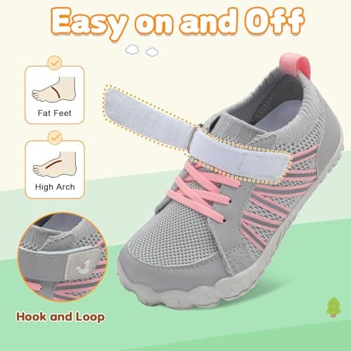 JOINFREE Kids Walking Shoes Wide Fit Barefoot Shoes Pink Grey — view 3