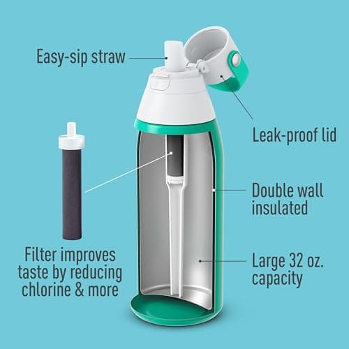 Brita Stainless Steel Insulated Water Bottle with Filter, 32 oz — view 3