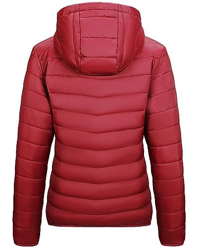 Outdoor Ventures Women's Winter Lightweight Puffer Jacket with Hood, Warm, Short, Packable, Quilted, Transitional, Padded Jacket for Ladies, Lined for Hiking, Travel Red 2XL — view 6