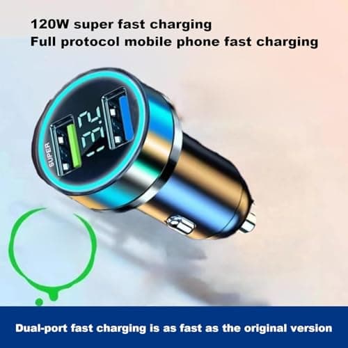 Car Charger Adapter - 120w/240w Ultra Fast Charging Car Charger | Portable Cigarette Lighter USB Charger | USB Car Charger with Digital Display 6 Protective Functions for Family Travel, Car Charger — view 4