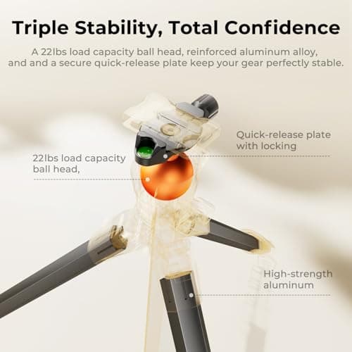 K&F CONCEPT 63"/162cm Travel Compact Tripod for Camera — view 4
