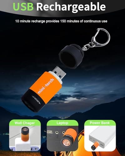 UCEC 3 Pack EDC Keyring Torch Rechargeable USB LED, Mini Flashlight — view 3