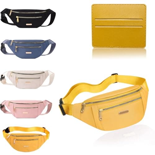 BAIYSFFG Fanny Pack Fashionable Waist Bag Unisex Fashion Waist Bag Casual Travel Bum Bag with 3 Zipper Pockets for Women Men Sports Running Hiking Jogging (Yellow)