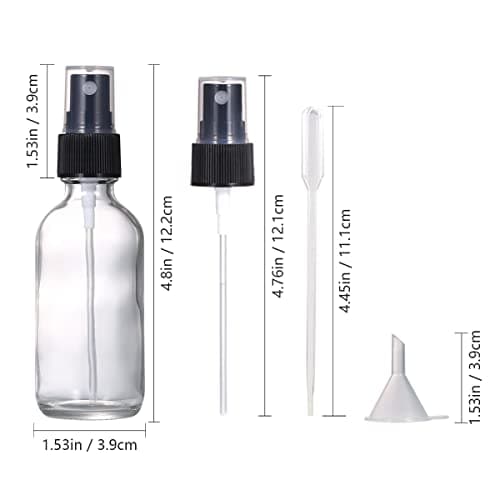 LIYUABU 60ml Clear Glass Spray Bottles,Small Empty Fine Mist Perfume Refillable Reusable Travel Spray Bottle for Essential Oils/Hair/Aromatherapy/Cleaning/Cosmetic with Extra Spray Nozzle(2 Pack) — view 6