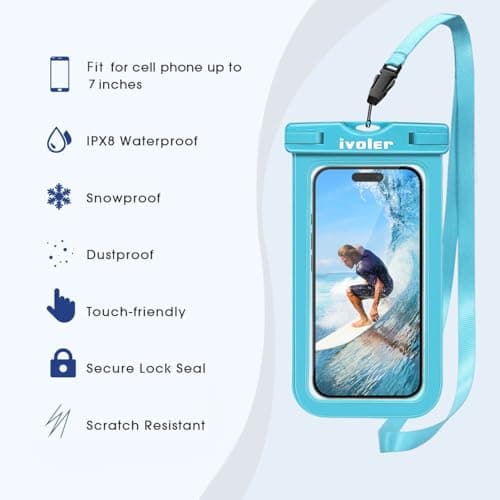 ivoler Waterproof Pouch Bag + Phone Case, Light Blue — view 3