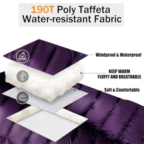 Double Sleeping Bag, Extra Large 3-4 Season Lightweight,Waterproof Indoor & Outdoor Use for Adults & Kids, Premium Sleeping bag for Hiking, Backpacking and Camping (Purple) — view 3